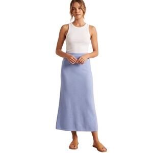 Sabo Skirt Australia Periwinkle Blue 100% Cotton Knit Midi Skirt, Size Large